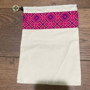 Tory Burch Pink and Cream Geometric Pouch